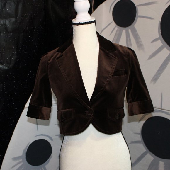 Theory Jackets & Blazers - Theory Brown Velvet Bolero Blazer Cropped